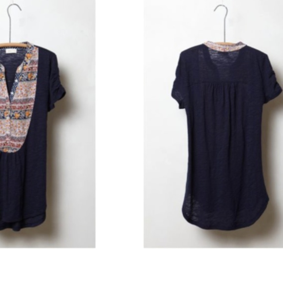 Anthropologie Meadow Rue Addie Floral Henley Top - Picture 2 of 3